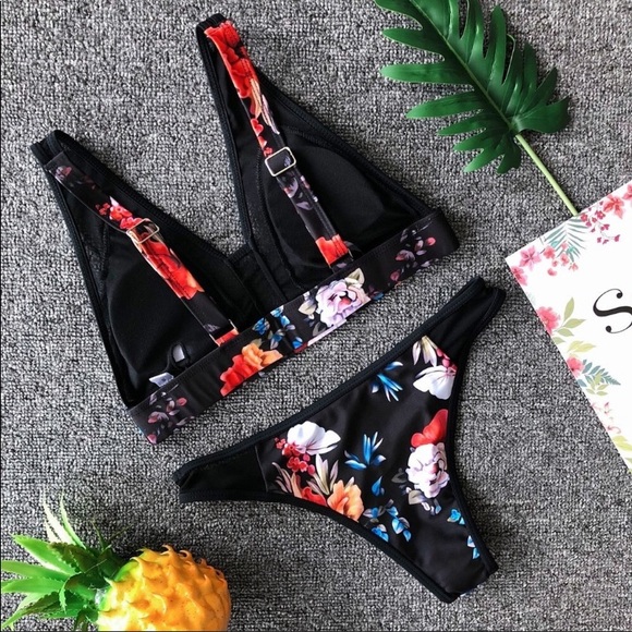 Black Floral Mesh Bikini - Picture 3 of 3